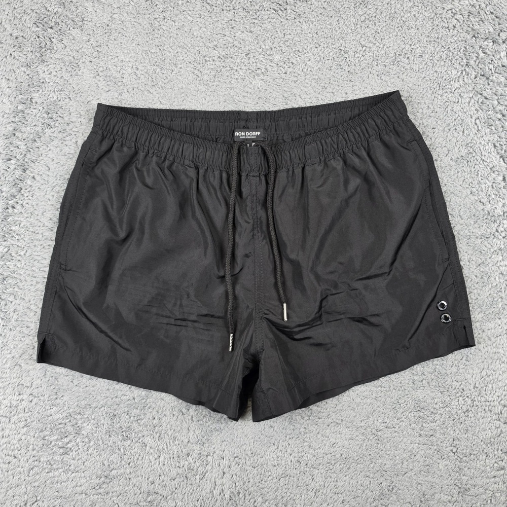 Ron Dorff Swim Shorts Mens S Black Recycled Polyester Drawstring Mesh Liner 3"